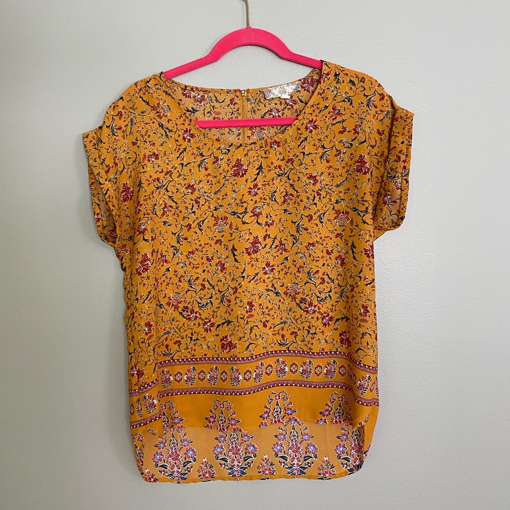 Yellow/orange Floral Dress Shirt